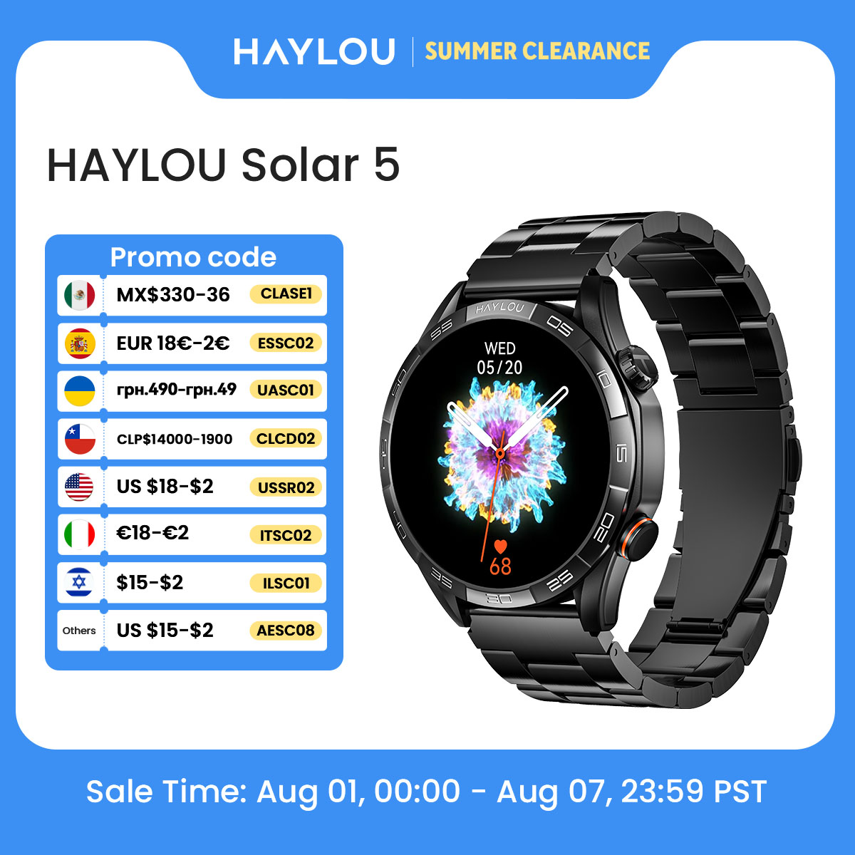 Italian Jewelry Watches - HAYLOU Solar 5 Voice Calling Smartwatch