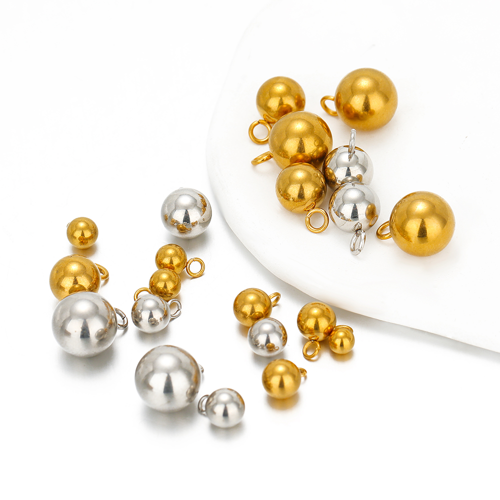 Moon Star Earrings - 20pcs Stainless Steel Solid Ball Beads