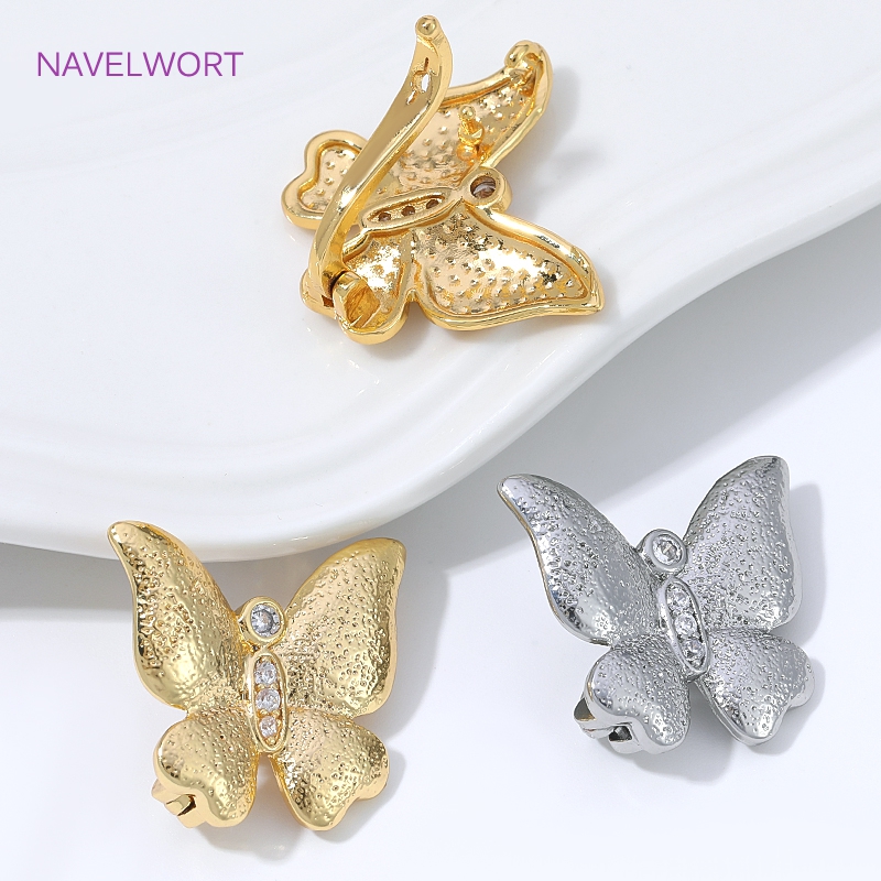 Pearl Necklace - 18K Gold Plated Butterfly Connector Clasps