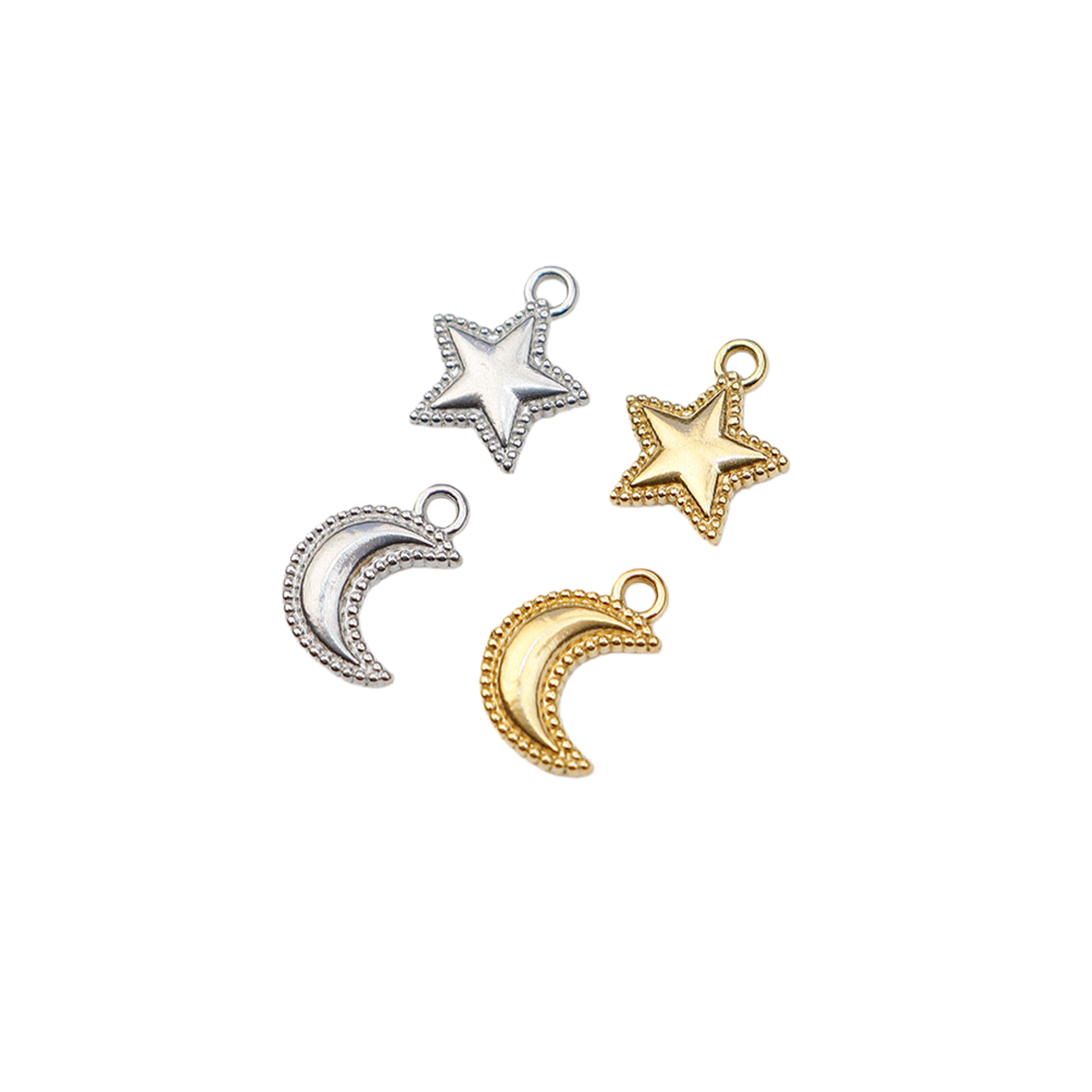 Moon Star Earrings - 5pcs Casting Stainless Steel Star Moon