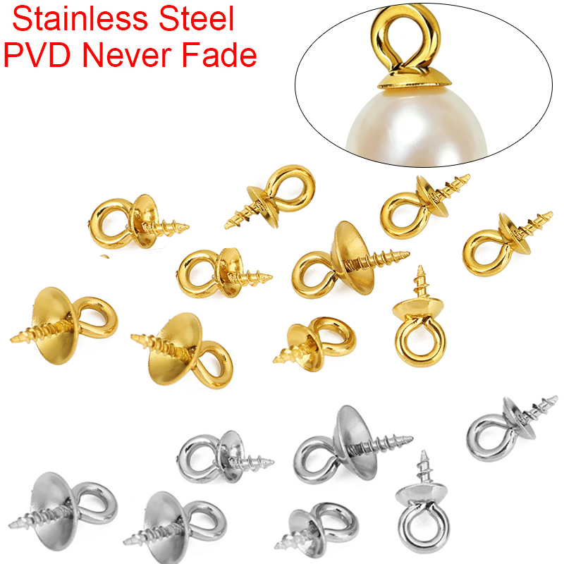 Pearl Necklace - 20pcs Stainless Steel Pearl Pendant Hooks