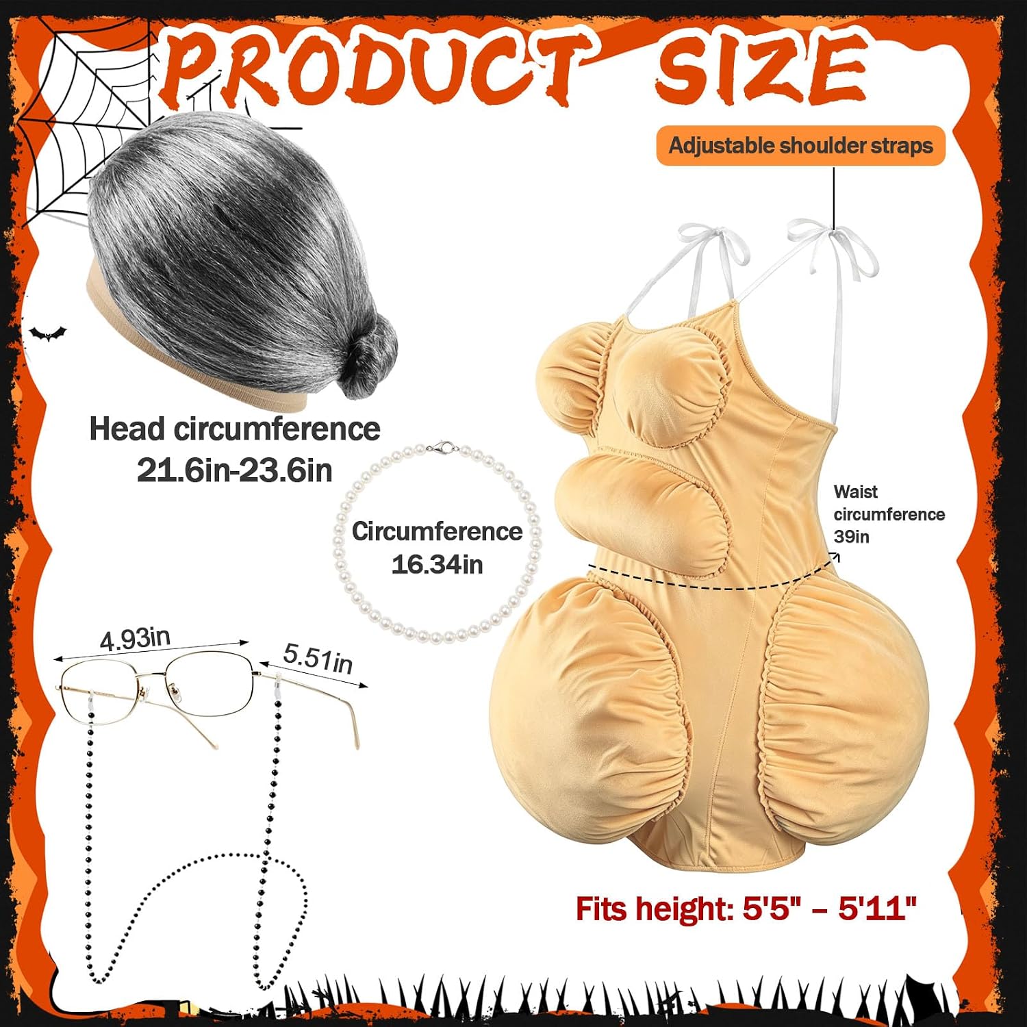 Fat Old Lady Costume Set Fake  - Pearl Necklace review and price