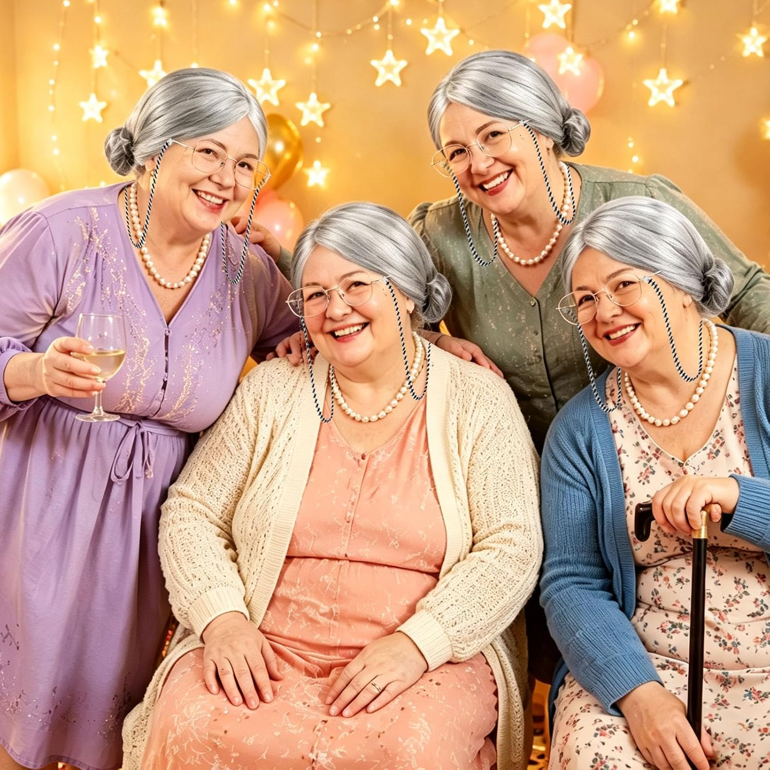 Fat Old Lady Costume Set Fake  - Pearl Necklace review and price