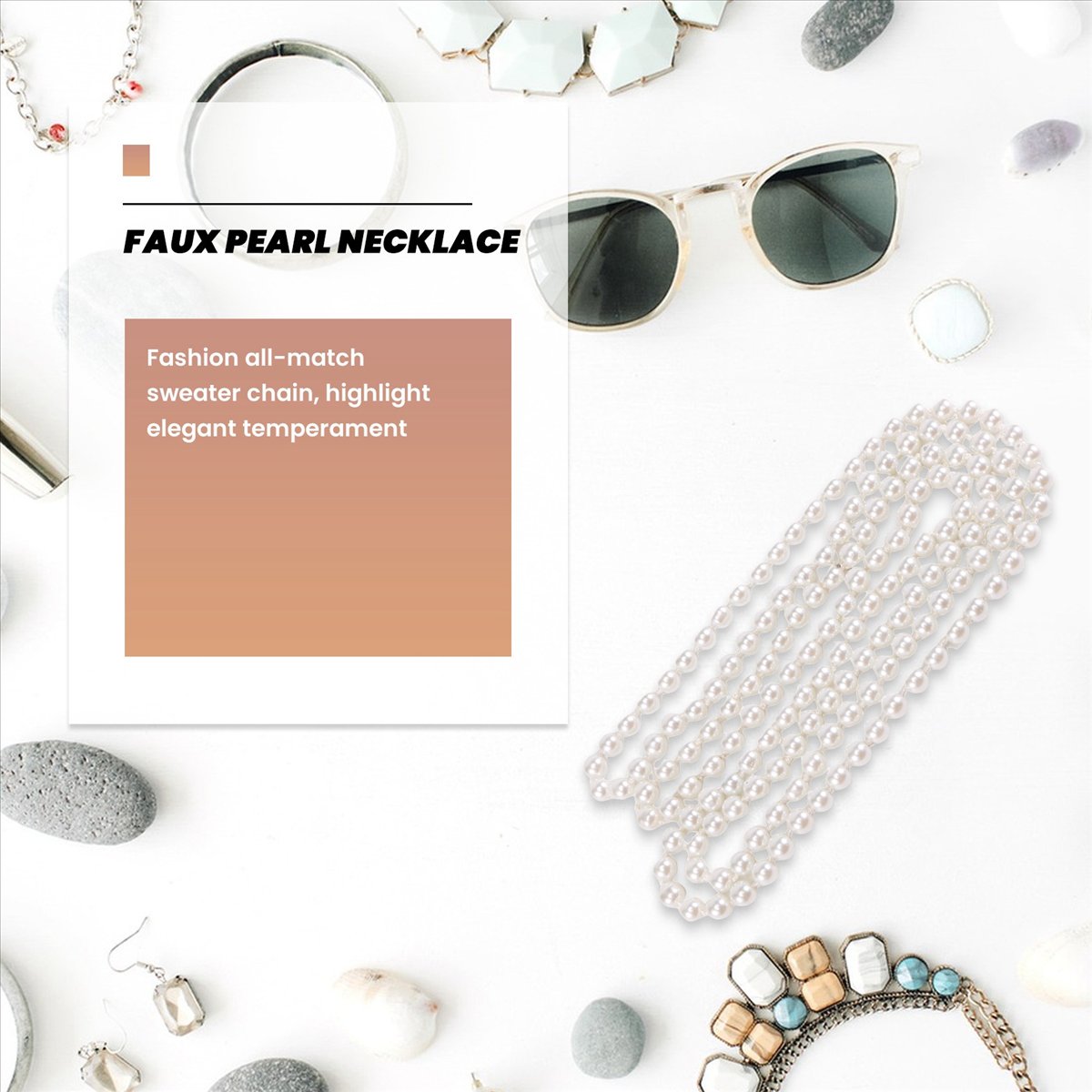 ABQR Faux Pearl Long Sweater C - Pearl Necklace review and price