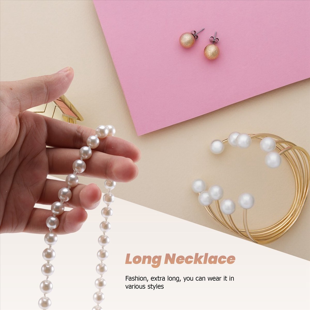 ABQR Faux Pearl Long Sweater C - Pearl Necklace review and price