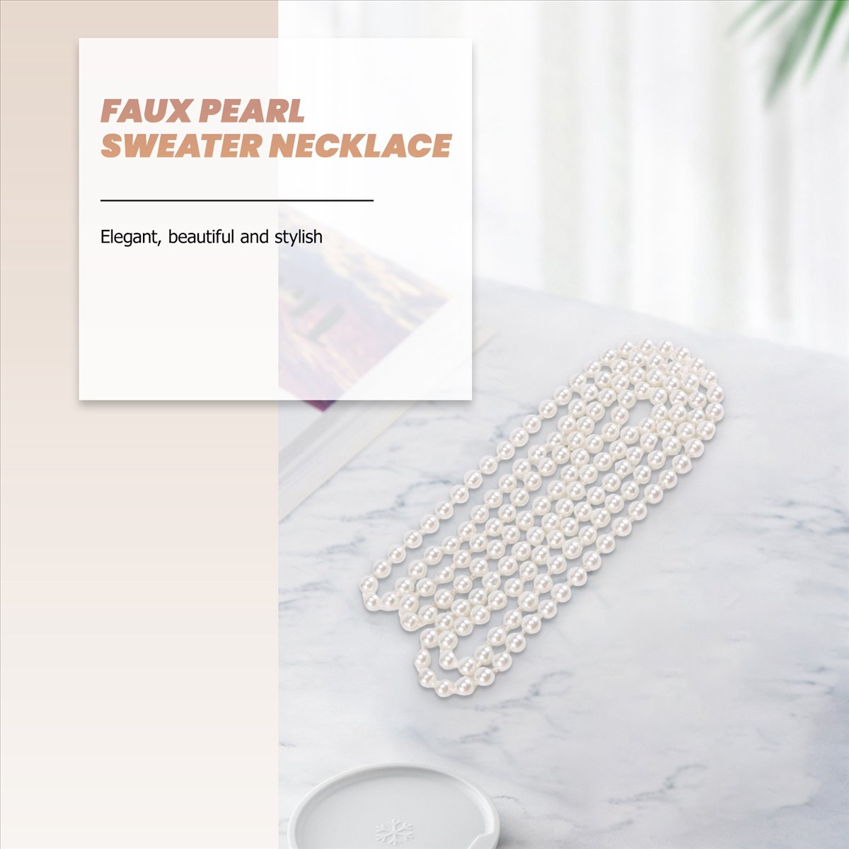 ABQR Faux Pearl Long Sweater C - Pearl Necklace review and price