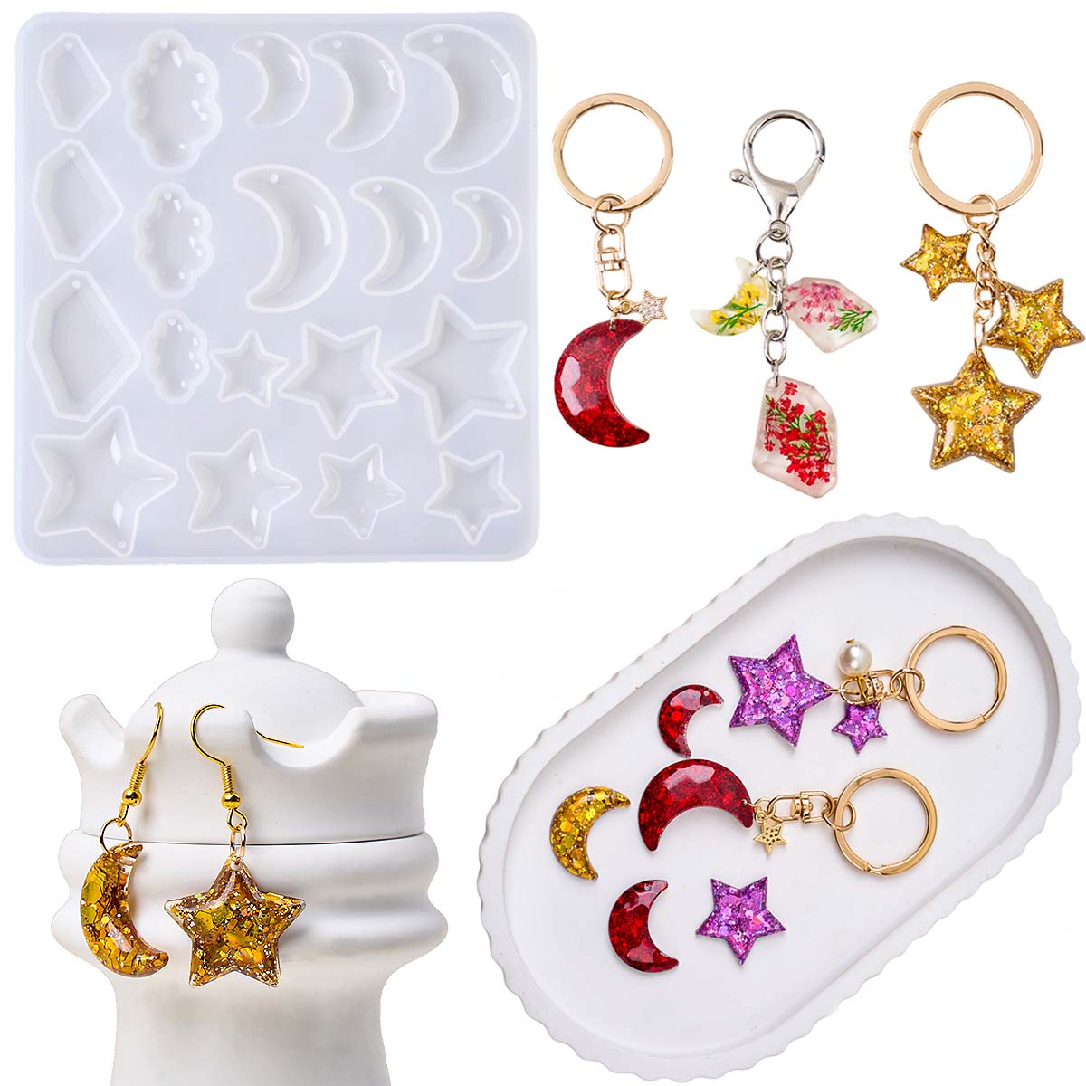 Earring Resin Silicone Mold DI - Moon Star Earrings review and price