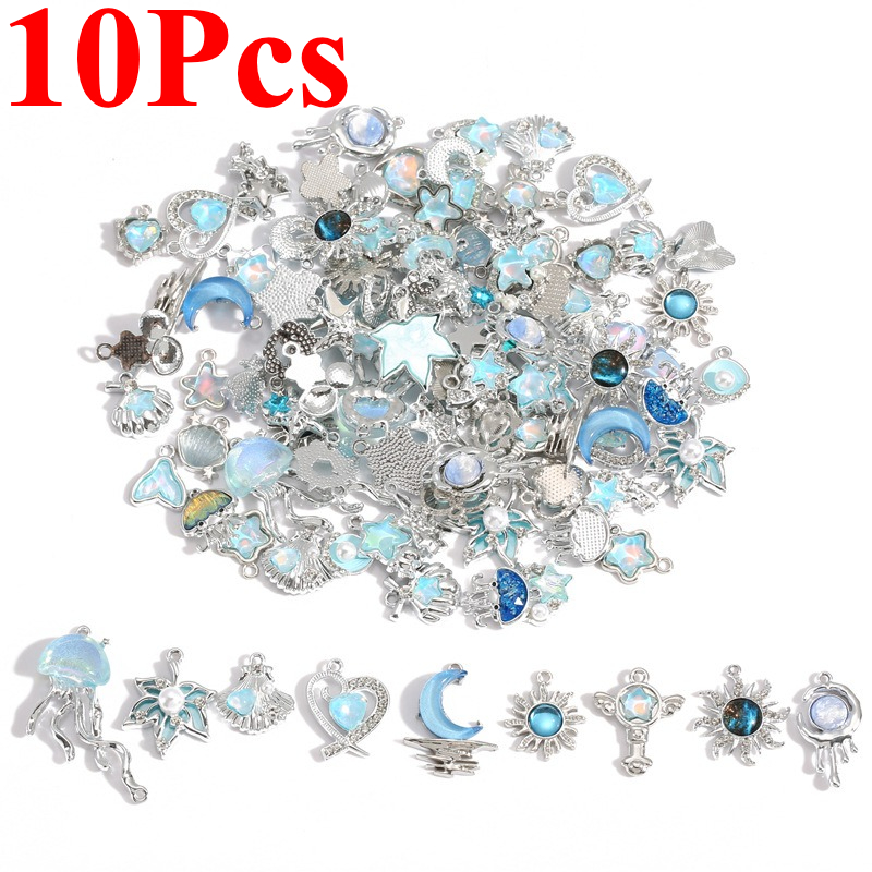 10Pcs Silver-plated Alloy Crys - Moon Star Earrings review and price