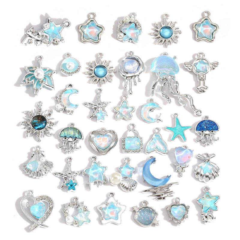 10Pcs Silver-plated Alloy Crys - Moon Star Earrings review and price