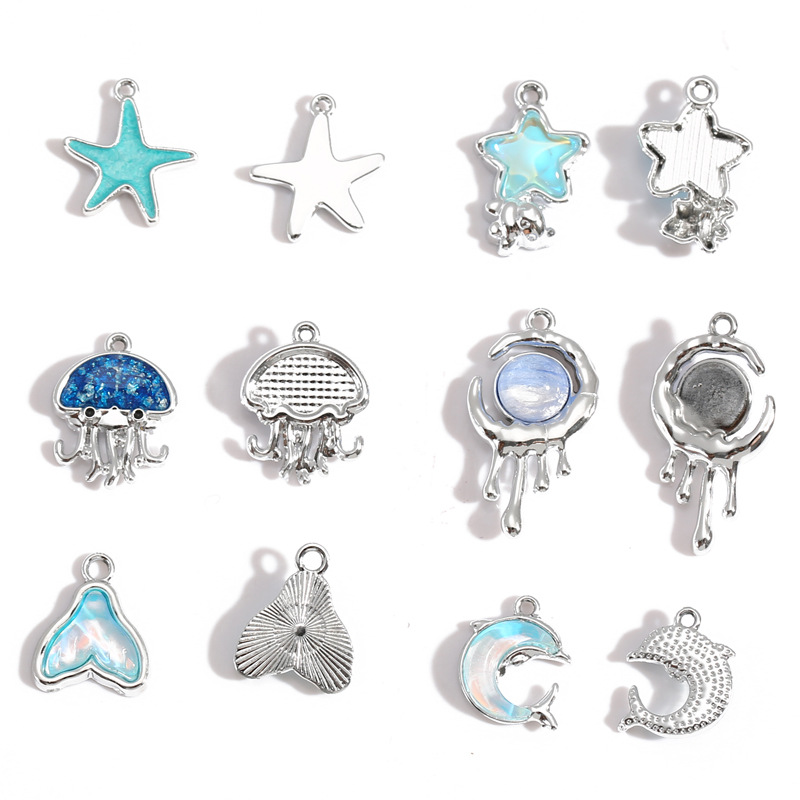 10Pcs Silver-plated Alloy Crys - Moon Star Earrings review and price