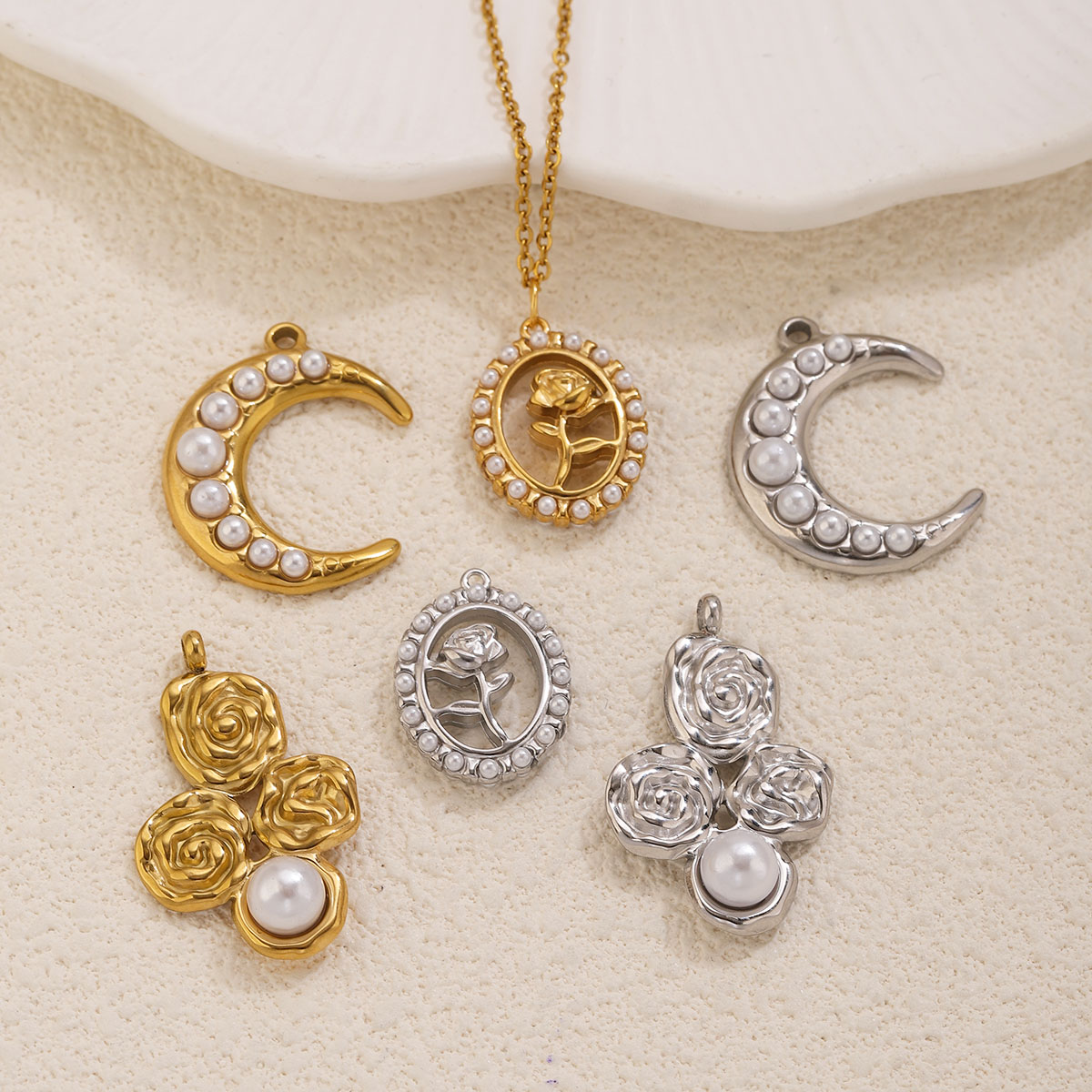 5Pcs Stainless Steel 18K Gold  - Moon Star Earrings review and price